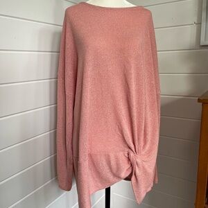 Addition Elle Sweater Size 3X w/ rouched detailing at bottom, dusty rose, EUC
